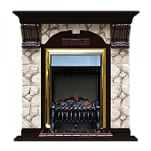 Каминокомплект Glenrich Арочный Карелия (венге)+Fobos Brass