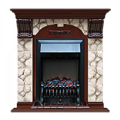 Каминокомплект Glenrich Арочный Карелия (красное дерево)+Fobos Black